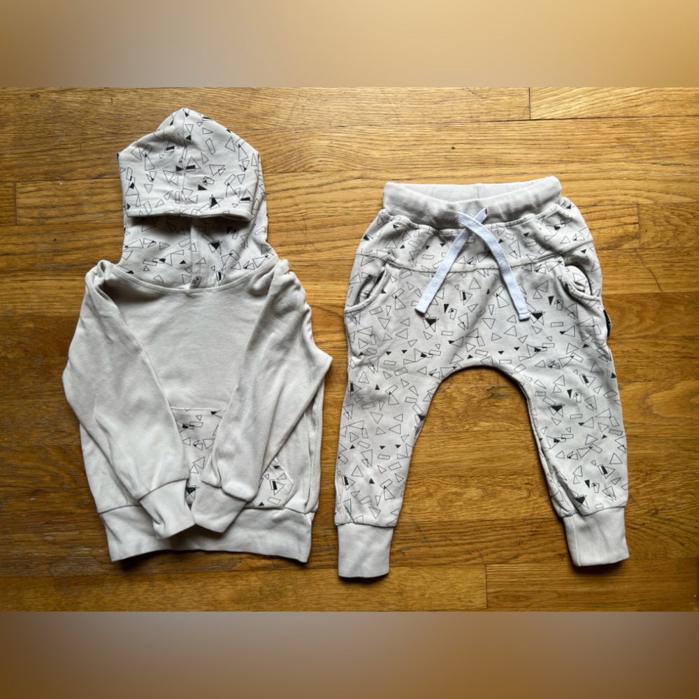 Little Bipsy Beige Triangle Jogger and Sweatshirt